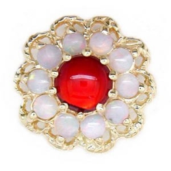 A1691 14K OPAL SIDES WITH RED PAUA CENTER SOLID SLIDE 